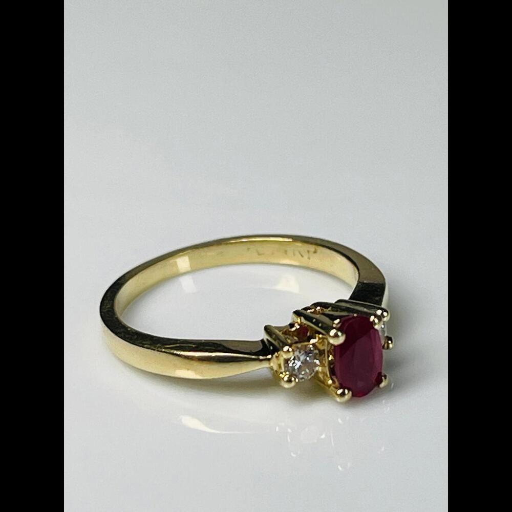 Ruby Ring 14k Ruby Engagement Ring Diamond Gold O… - image 8